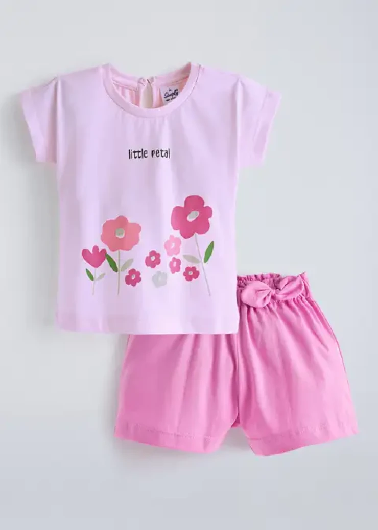 Floral Bow Applique Short Set